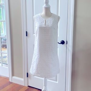 White eyelet shift dress